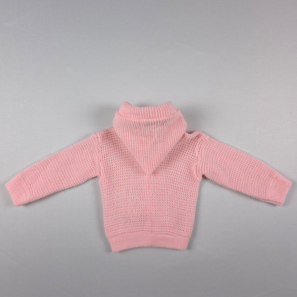 Vintage Little by Little Pink Hooded Knit Cardigan | 18 Months | Giraffe Embroidered Sweater