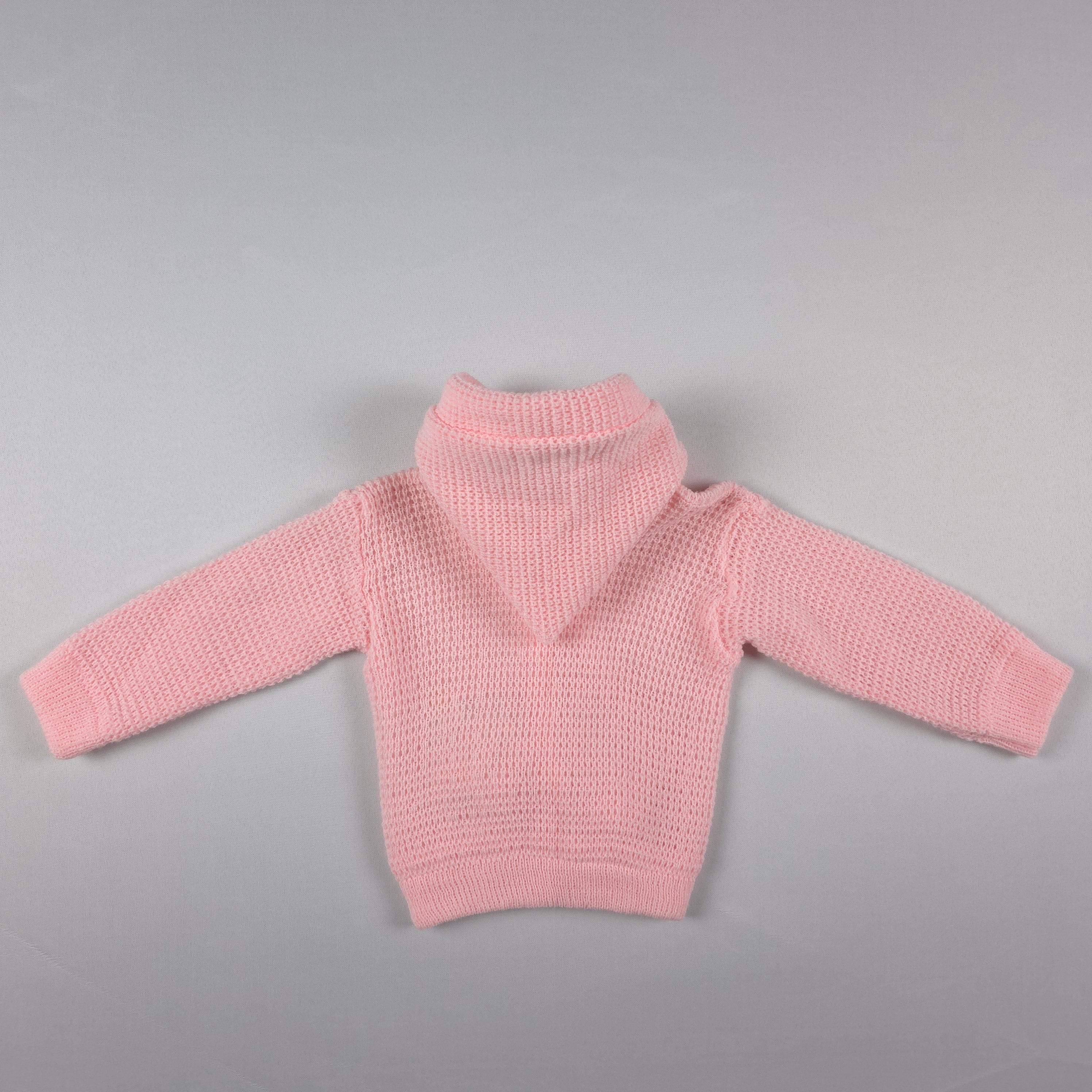 Vintage Little by Little Pink Hooded Knit Cardigan | 18 Months | Giraffe Embroidered Sweater