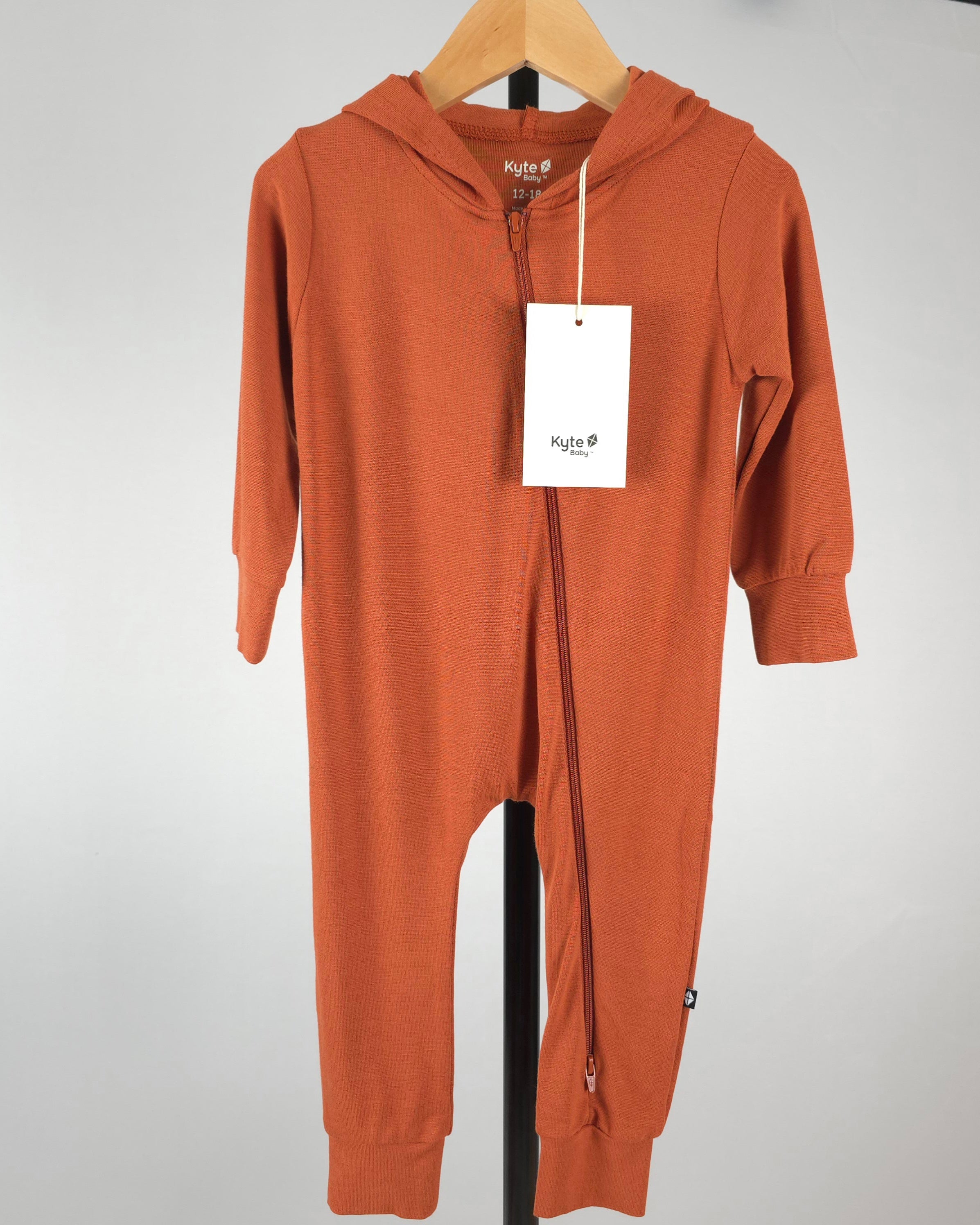 Kyte Baby Bamboo Hooded Zip Romper | 12–18 Months | New with Tags