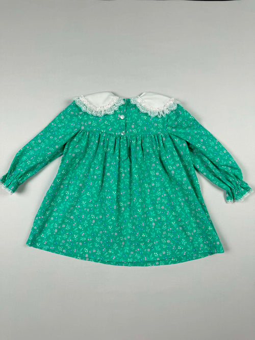 Carol Evans Vintage Girls Green Floral Lace Bib Collar Dress | Size 4