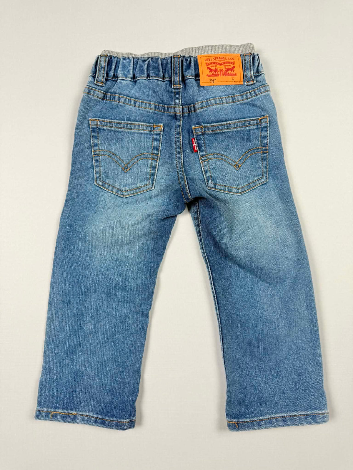 Levi's 514 Straight pull-on jeans full front view size 2T light wash distressed NWT