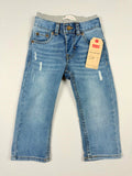 Levi's 514 Straight pull-on jeans back view showing leather patch elastic waist size 2T