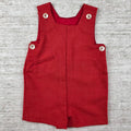 Red shortall front with shoulder and side buttons