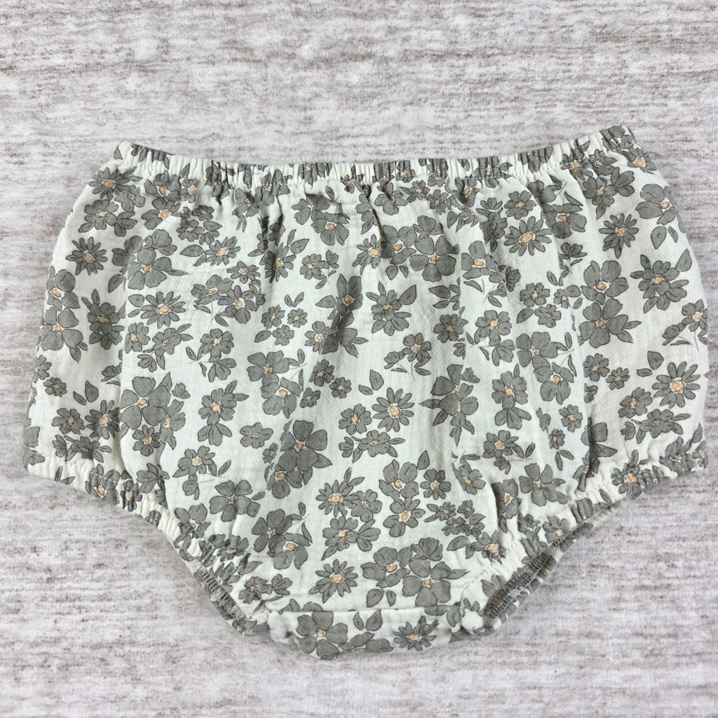 Quincy Mae gray floral dress and bloomers front, size 18-24 months