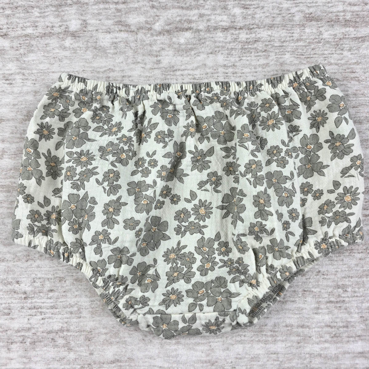 Quincy Mae gray floral dress and bloomers front, size 18-24 months