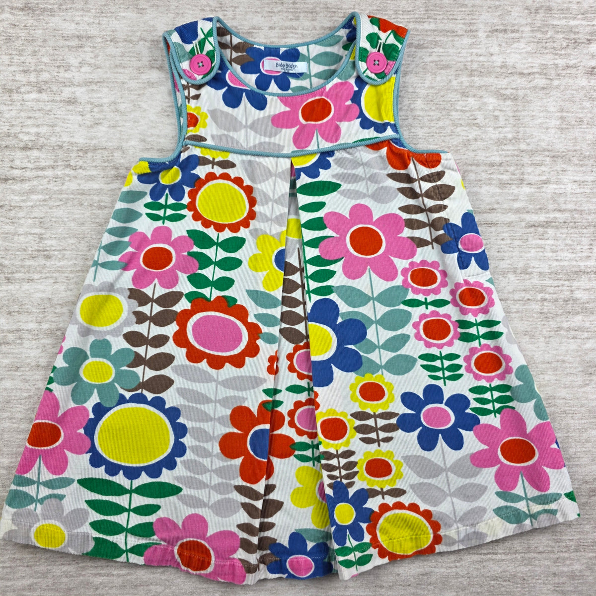 Baby Boden Bold Floral Corduroy Dress | 2-3Y