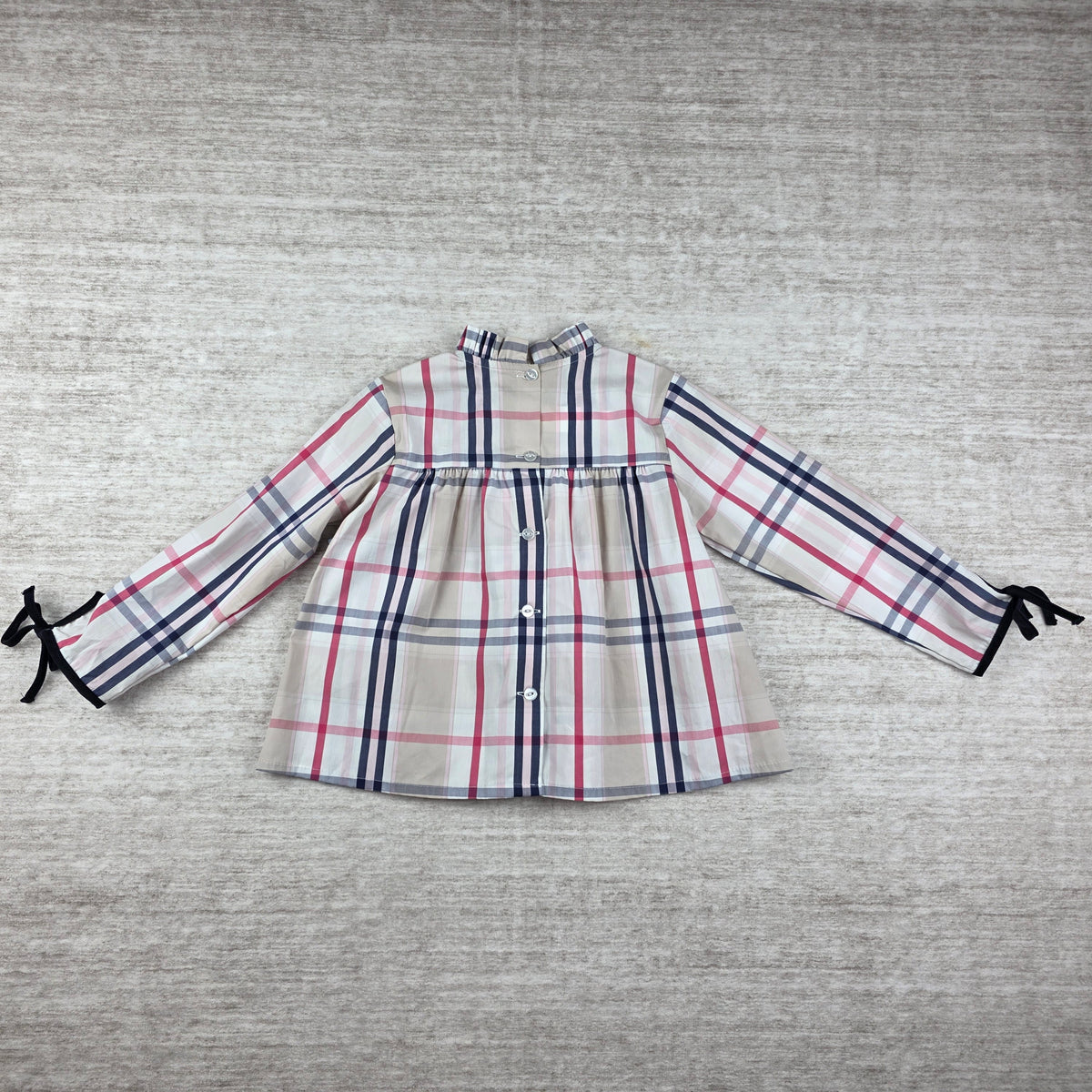 Bella Bliss Girls Plaid Ruffle Collar Blouse w/ Velvet Bow Cuffs | Size 5 | NWT