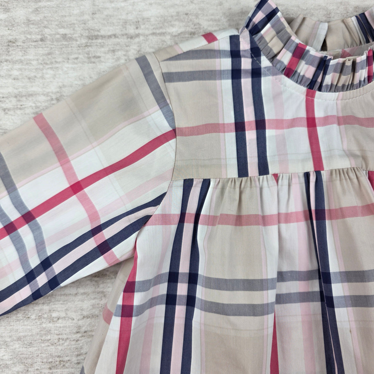Bella Bliss Girls Plaid Ruffle Collar Blouse w/ Velvet Bow Cuffs | Size 5 | NWT
