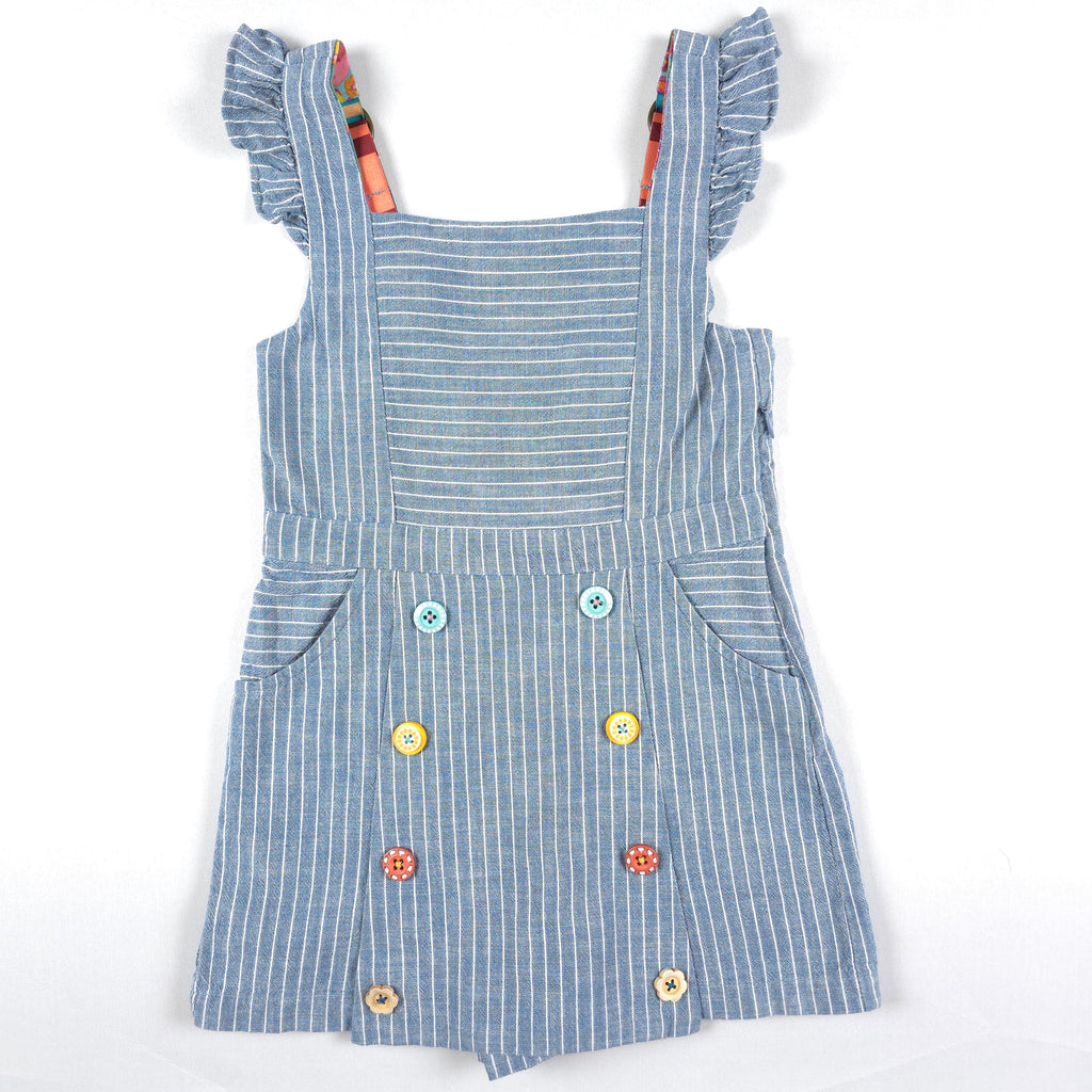 Matilda Jane Blue Pinstripe Ruffle Dress | Size 4