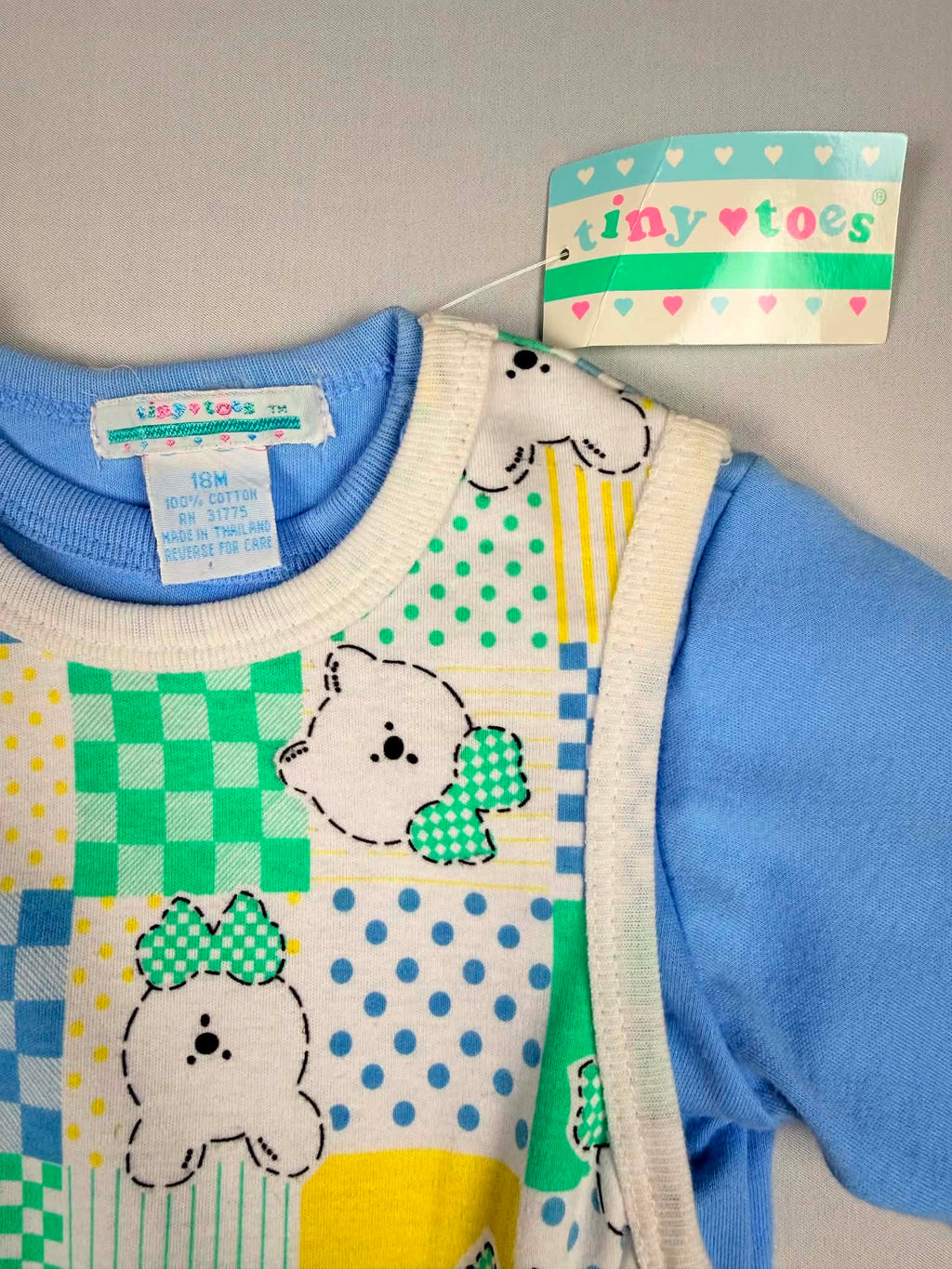 Tiny Toes Vintage Bear Patchwork 2-Piece Set | 18M | NWT