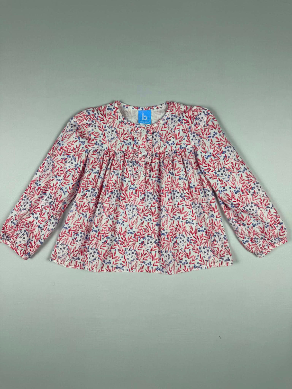 Bella Bliss Girls Botanical Print Ruffle Blouse | Size 7
