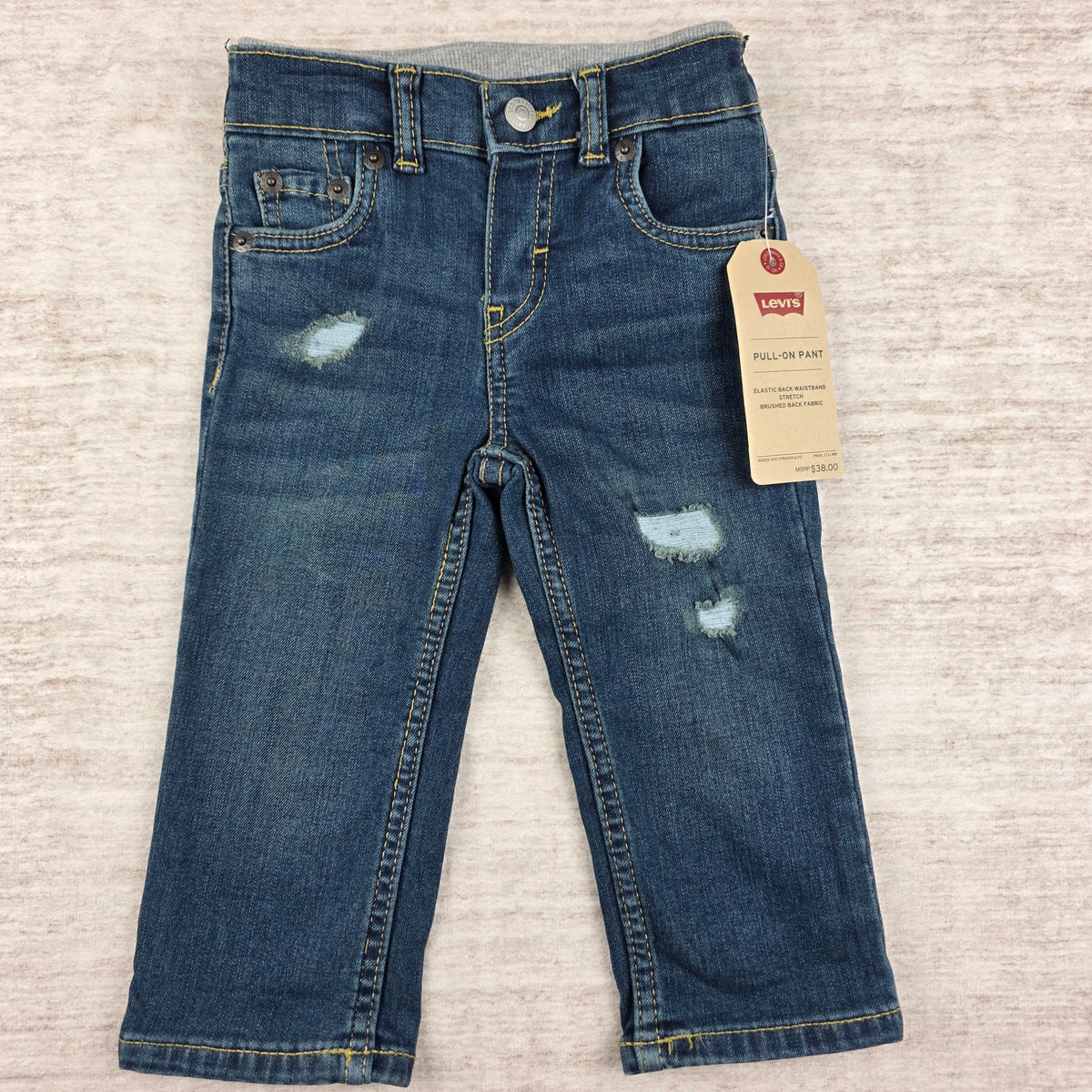 Levi's Pull-On Pant Jeans Medium Wash Distressed | 12M | NWT