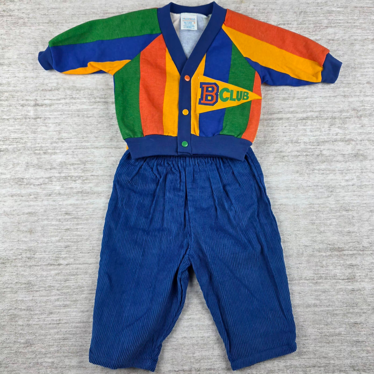 Hopscotch Vintage Colorblock Cardigan, Top & Corduroy Pant Set | Size 12M | Boys | NWT
