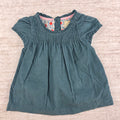 Boden Girls Teal Corduroy Smocked Dress | 0-3M