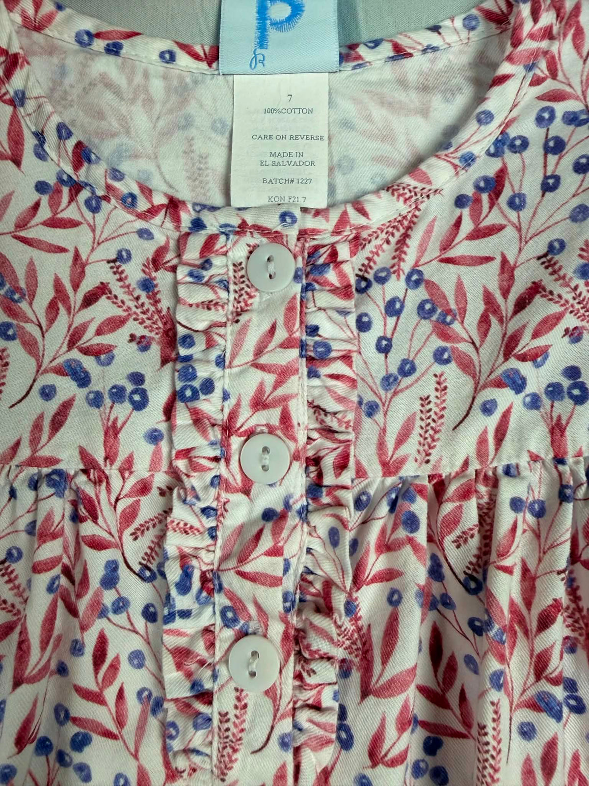 Bella Bliss Girls Botanical Print Ruffle Blouse | Size 7