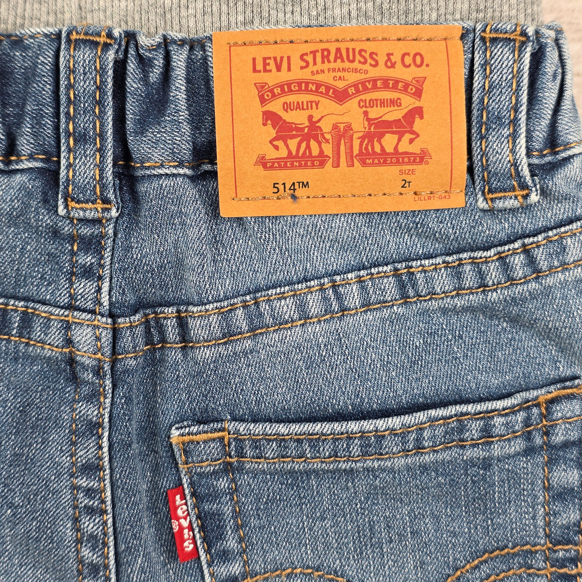 Levi's 514 Straight Pull-On Jeans Light Wash Distressed | Size 2T | NWT