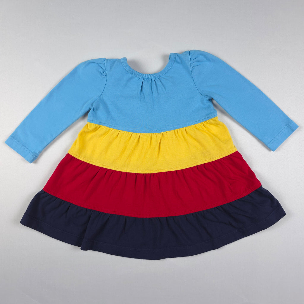 Hanna Andersson Colorblock Tiered Dress | 12–18 Months | 100% Cotton