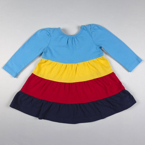 Hanna Andersson Colorblock Tiered Dress | 12–18 Months | 100% Cotton