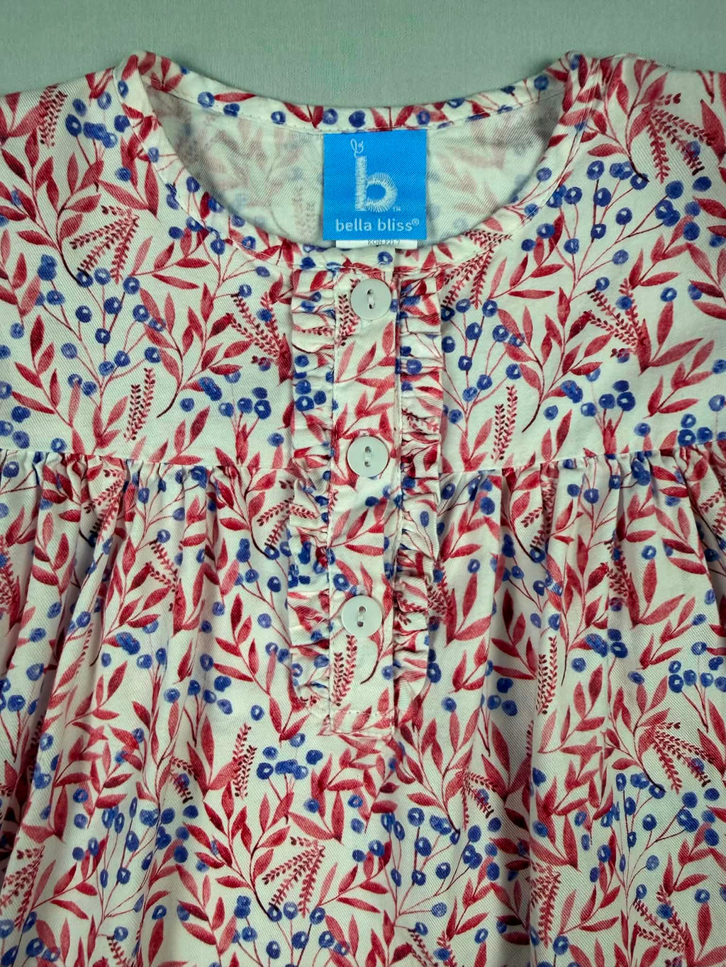 Bella Bliss Girls Botanical Print Ruffle Blouse | Size 7