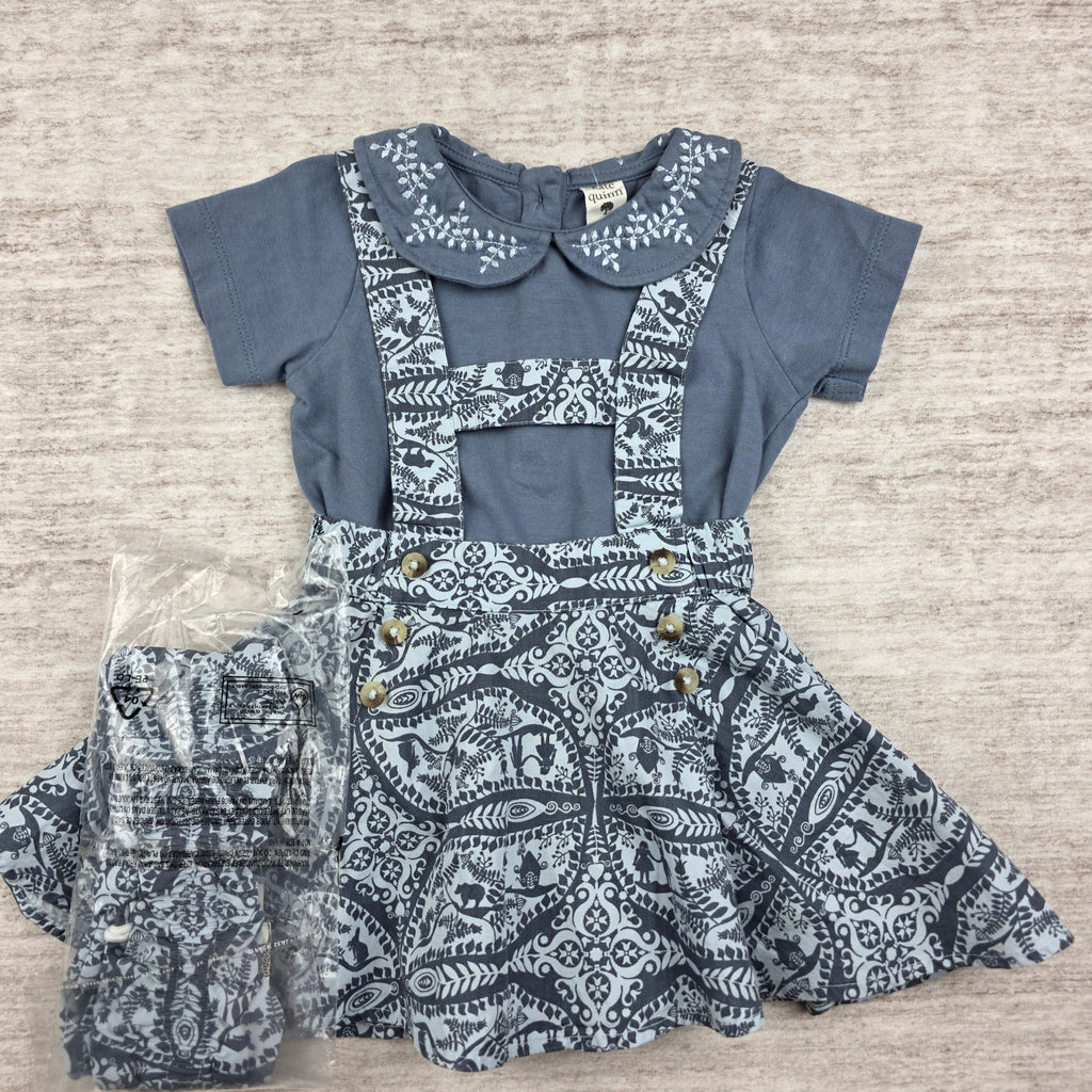 Kate Quinn Fauna Print 3-Piece Set: Suspender Skirt, Top & Headband | 12-18M | NWOT
