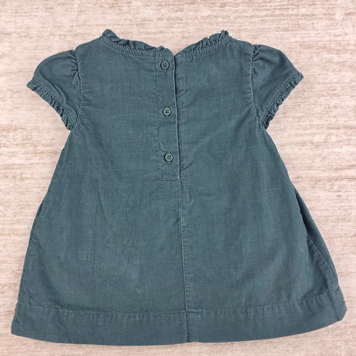 Boden Girls Teal Corduroy Smocked Dress | 0-3M