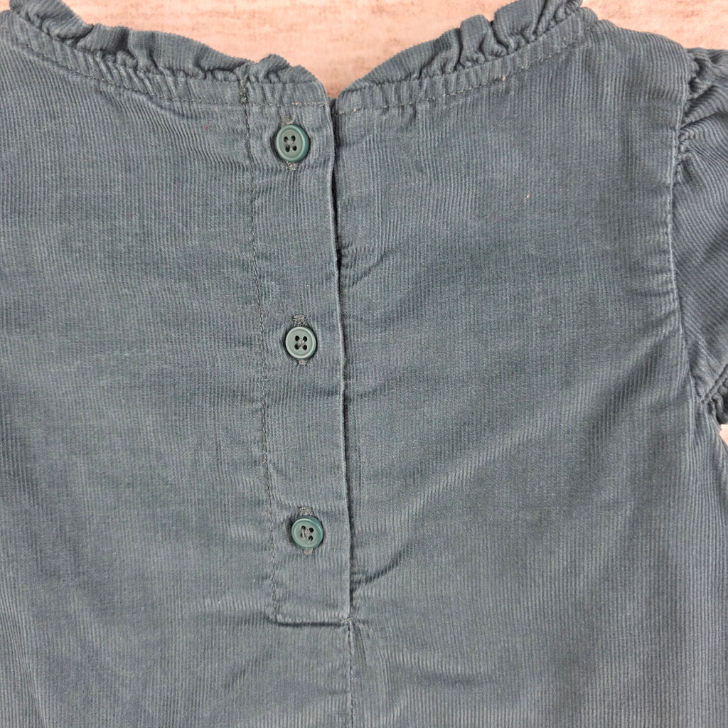 Boden Girls Teal Corduroy Smocked Dress | 0-3M