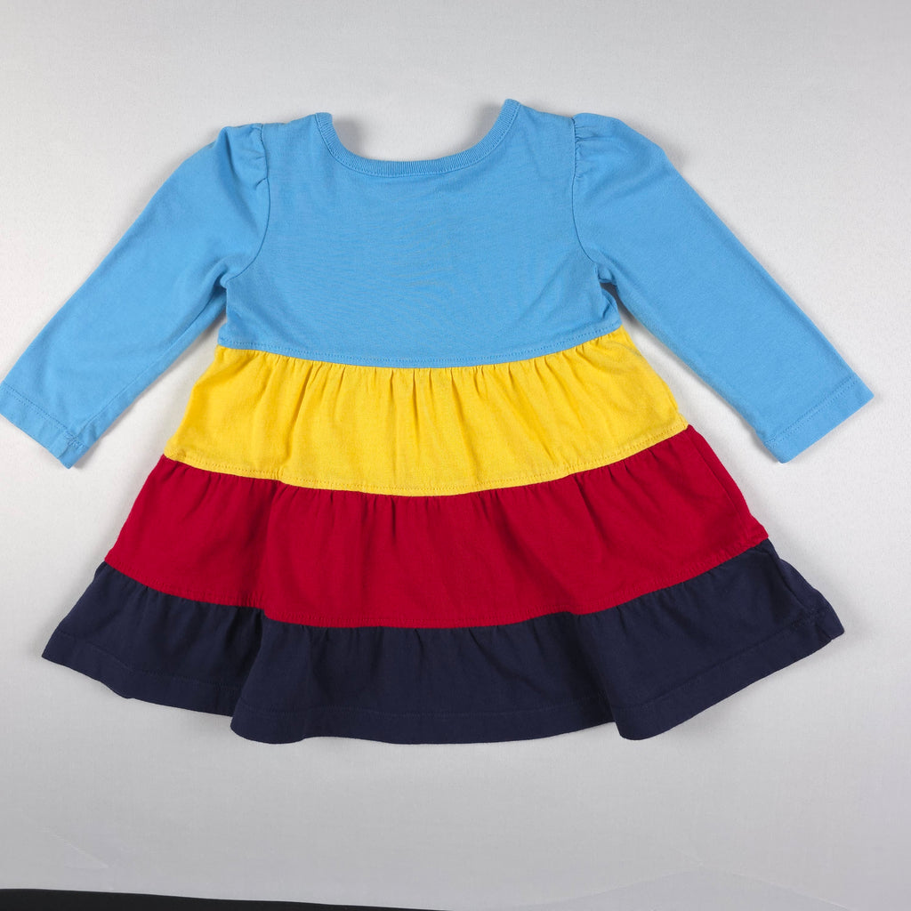Hanna Andersson Colorblock Tiered Dress | 12–18 Months | 100% Cotton