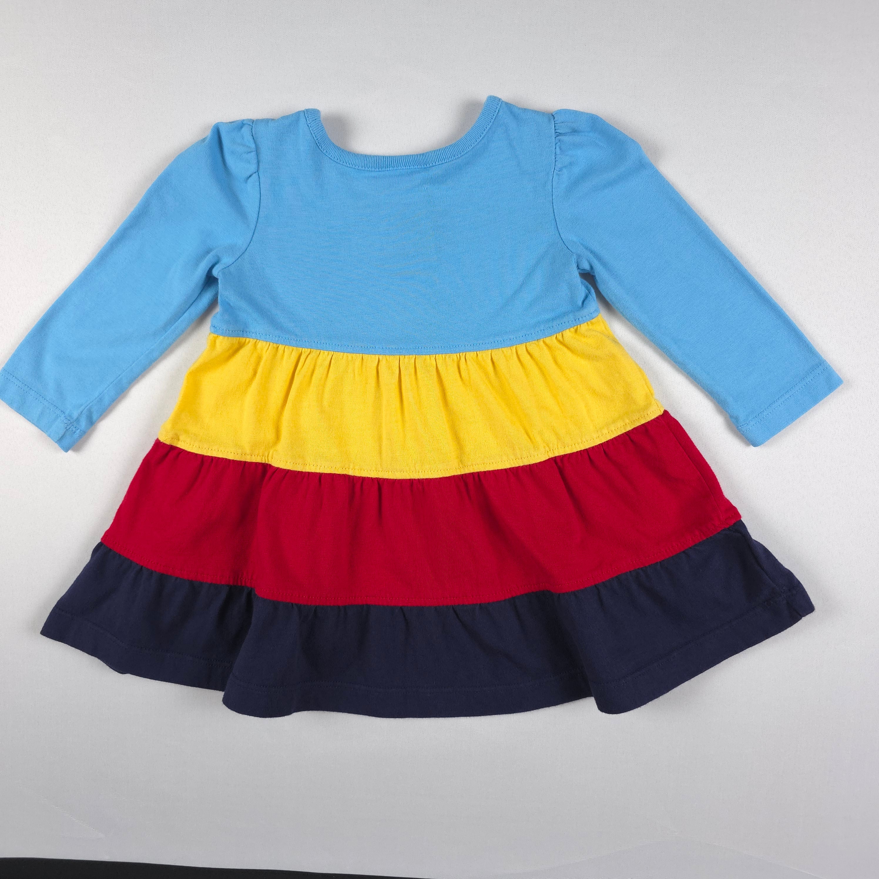Hanna Andersson Colorblock Tiered Dress | 12–18 Months | 100% Cotton