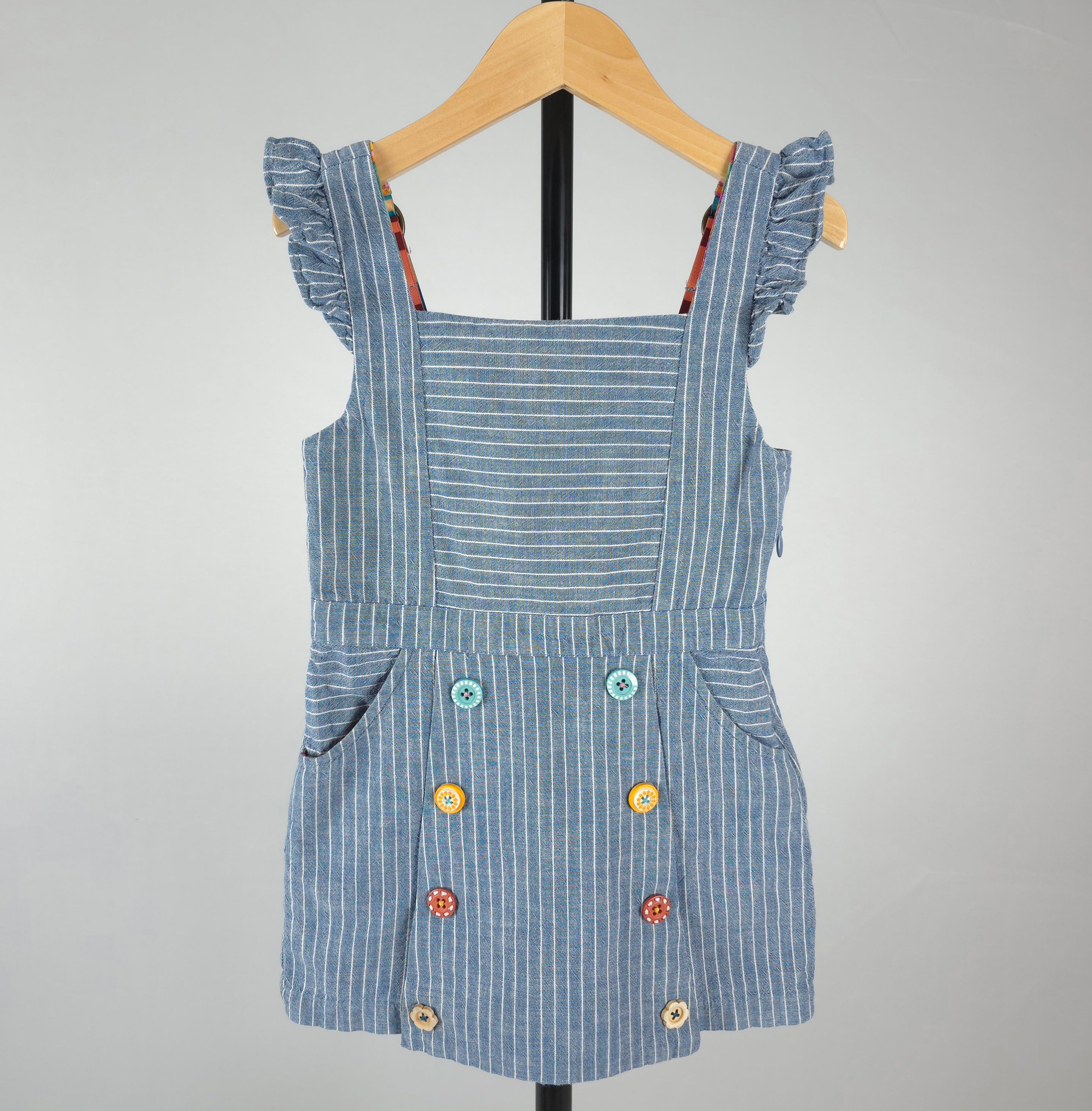 Matilda Jane Blue Pinstripe Ruffle Dress | Size 4