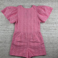 Janie and Jack Girls Pink Eyelet Puff Sleeve Romper | Size 10