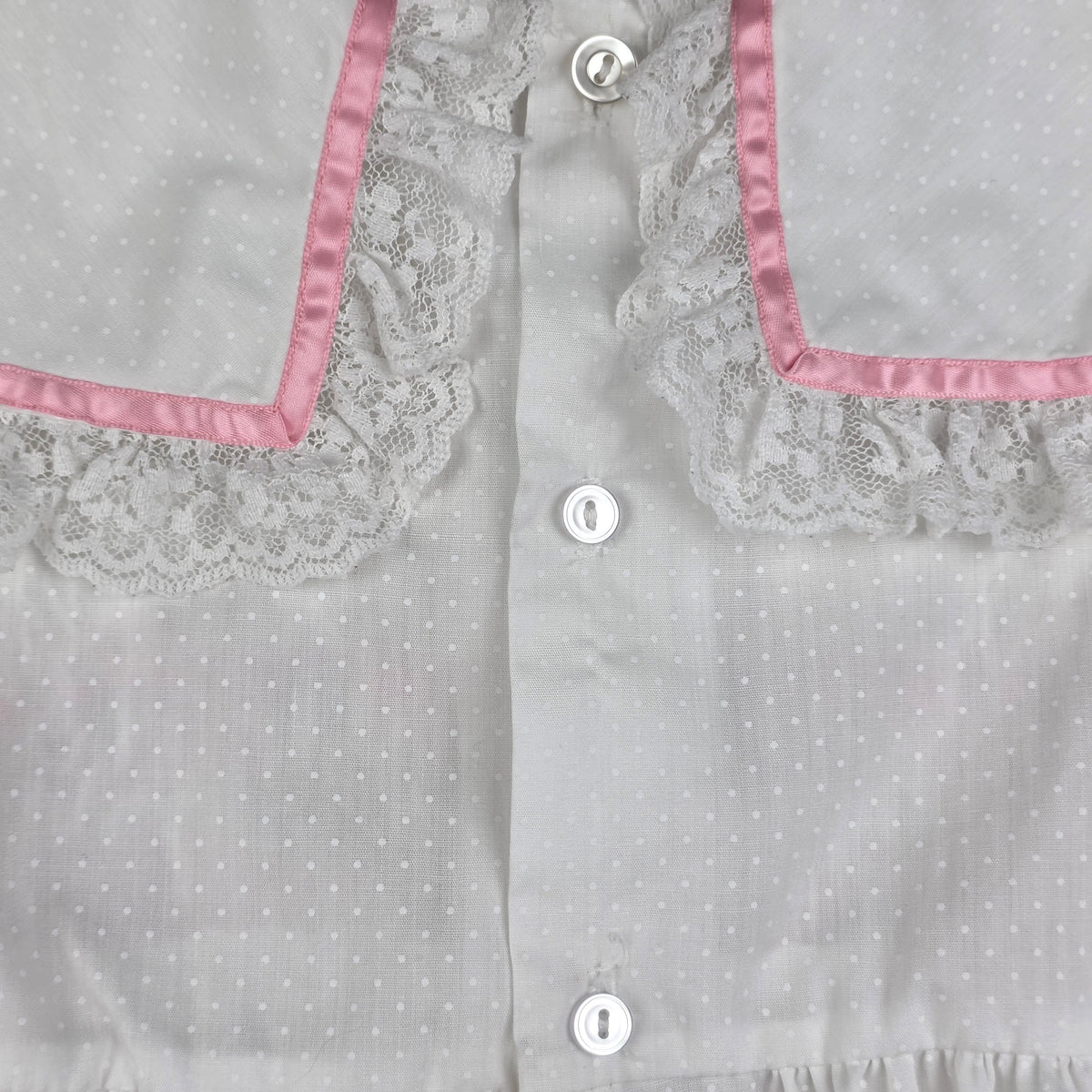 Polly Flinders Vintage Girls White Smocked Dress w/ Pink Trim | Size 4
